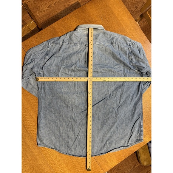 Cabelas Denim Shirt Mens XL Blue Button Up Outdoor Western Heavyweight - Picture 7 of 8